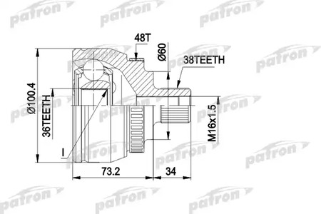 PCV1444 PATRON Шарнирный комплект, приводной вал