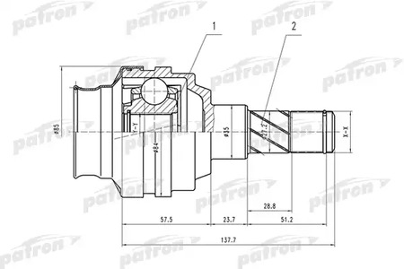 PCV1547 PATRON Шарнирный комплект, приводной вал