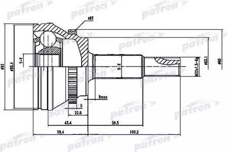 PCV1559 PATRON Шарнирный комплект, приводной вал