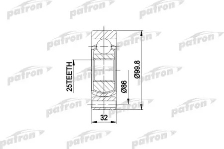 Шарнирный комплект, приводной вал PATRON PCV3002