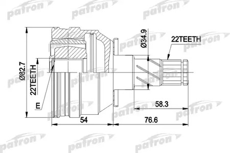 PCV3008 PATRON Шарнирный комплект, приводной вал