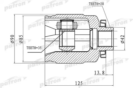 PCV3063 PATRON Шарнирный комплект, приводной вал