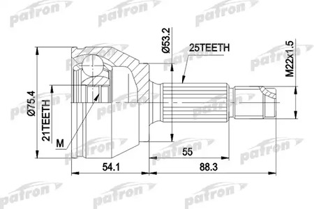 PCV3385 PATRON Шарнирный комплект, приводной вал