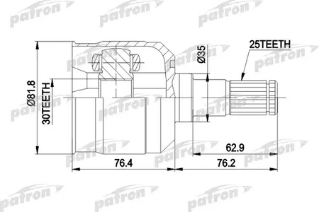 PCV5009 PATRON Шарнирный комплект, приводной вал