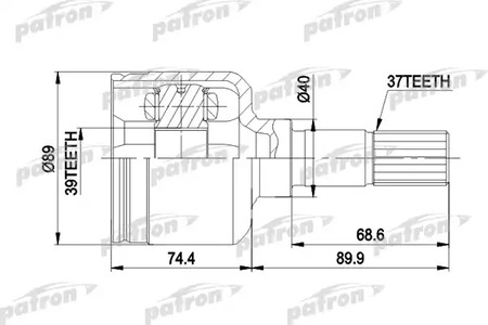 PCV5015 PATRON Шарнирный комплект, приводной вал