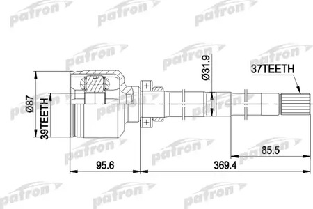 PCV5016 PATRON Шарнирный комплект, приводной вал