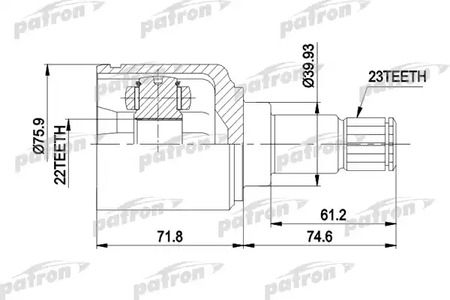 Шарнирный комплект, приводной вал PATRON PCV5026