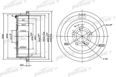 Барабан тормозной PATRON PDR1003