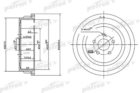 Барабан тормозной PATRON PDR1479