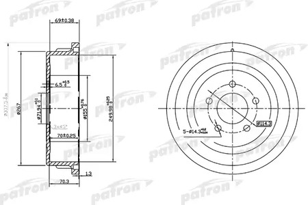 Барабан тормозной PATRON PDR1482