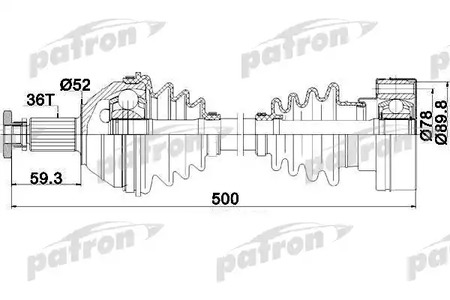 Полуось PATRON PDS0206