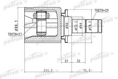 ШРУС внутренний левый PATRON PCV1358