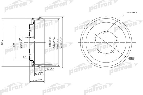 Барабан тормозной PATRON PDR1001