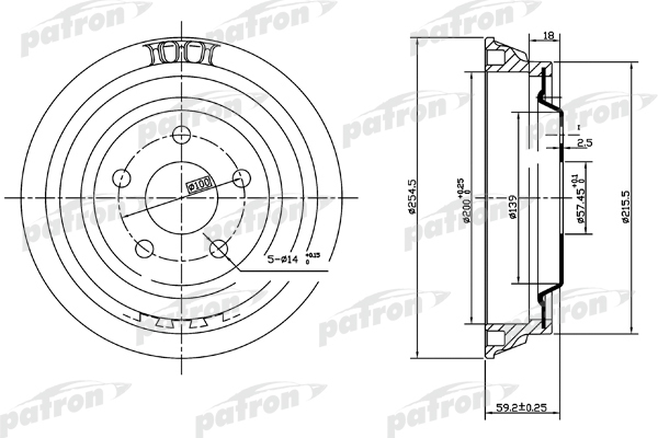 Барабан тормозной PATRON PDR1004