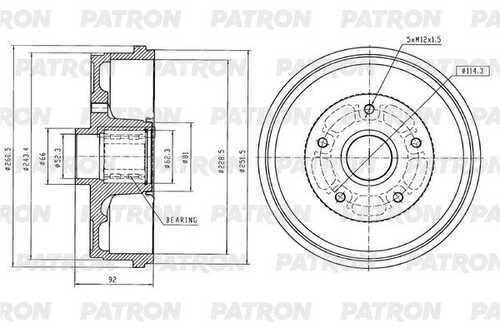 Барабан тормозной renault duster 4x2 / kaptur 16 (+ подшипник+ кольцо abs)