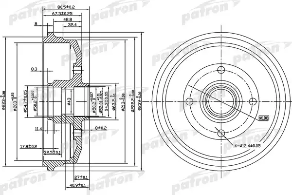 Барабан тормозной PATRON PDR1057