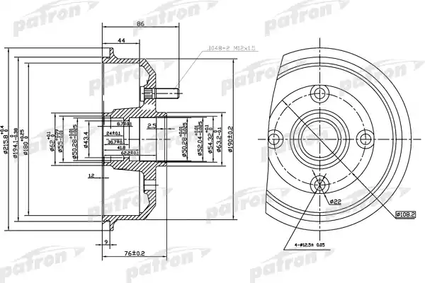 PDR1059 PATRON Барабан тормозной