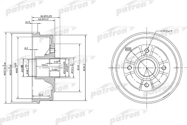 PDR1146 PATRON Барабан тормозной