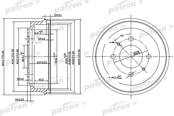 Барабан тормозной PATRON PDR1485