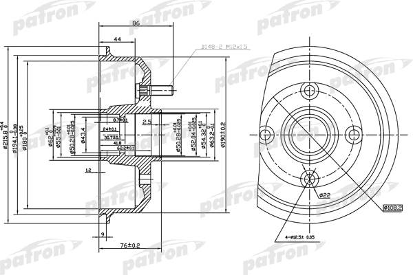 Барабан тормозной PATRON PDR1529