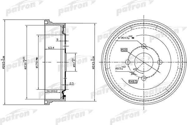 PDR1551 PATRON Барабан тормозной