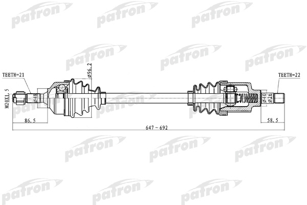 Полуось PATRON PDS0228