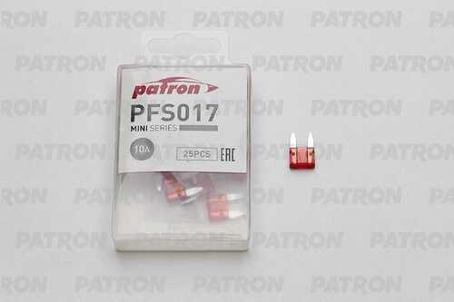 PFS017 PATRON Предохранитель пласт.коробка 25шт MINI Fuse 10A красный