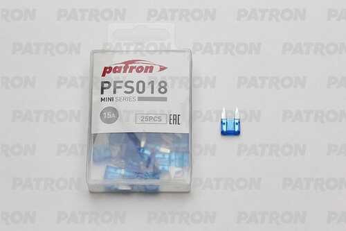 PFS018 PATRON Предохранитель пласт.коробка 25шт MINI Fuse 15A голубой