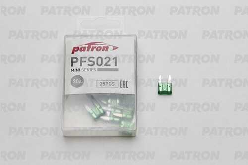 PFS021 PATRON Предохранитель пласт.коробка 25шт MINI Fuse 30A зеленый