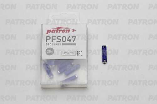 PFS047 PATRON Предохранитель пласт.коробка 25шт GBC Fuse 25A синий 6x25mm