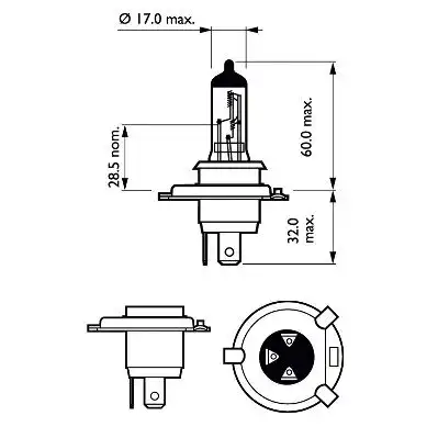 12342XVBW PHILIPS Лампа галогенная для мототехники H4 12V 60/55W P43T-38 X-TREME VISION MOTO (На 100% больше света на дороге)