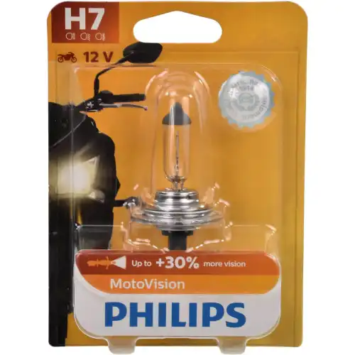 12972PRBW PHILIPS Лампа галогенная для мототехники H7 12V 55W PX26D VISION MOTO (На 30% больше света на дороге)