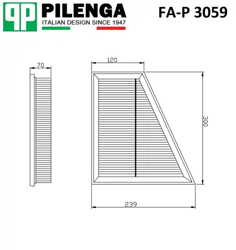 FA-P 3059 PILENGA FAP3059_фильтр воздушный!\ Volvo S80/V70 2.0/D 07>