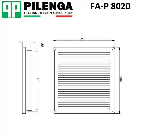 FA-P 8020 PILENGA FAP8020_фильтр воздушный!\ VW Golf/Polo 14>