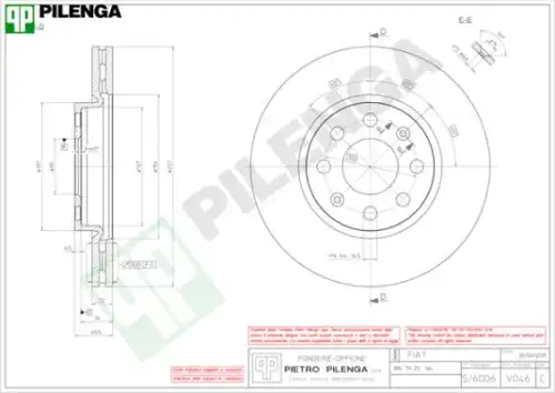 Диск тормозной PILENGA V046