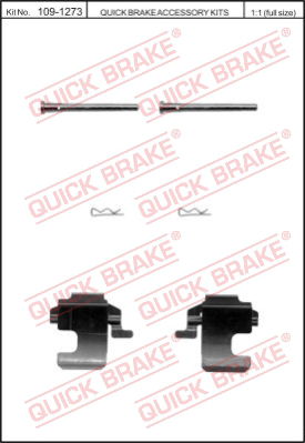 Комплектующие, колодки дискового тормоза QUICK BRAKE 109-1273