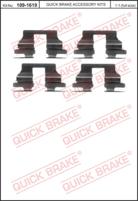 109-1619 QUICK BRAKE Комплект монтажный тормозных колодок