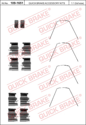 Комплектующие, колодки дискового тормоза QUICK BRAKE 109-1651