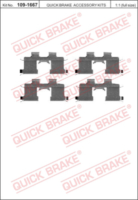 109-1667 QUICK BRAKE Комплект монтажный тормозных колодок