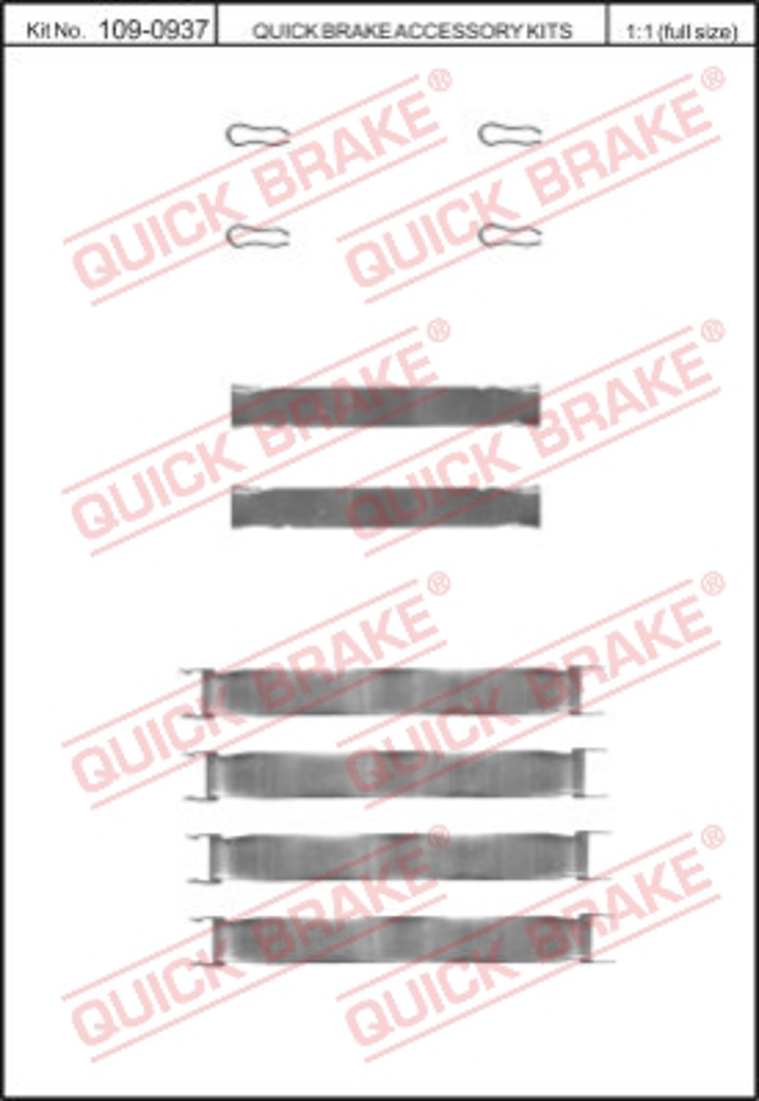 Комплект монтажный тормозных колодок QUICK BRAKE 109-0937