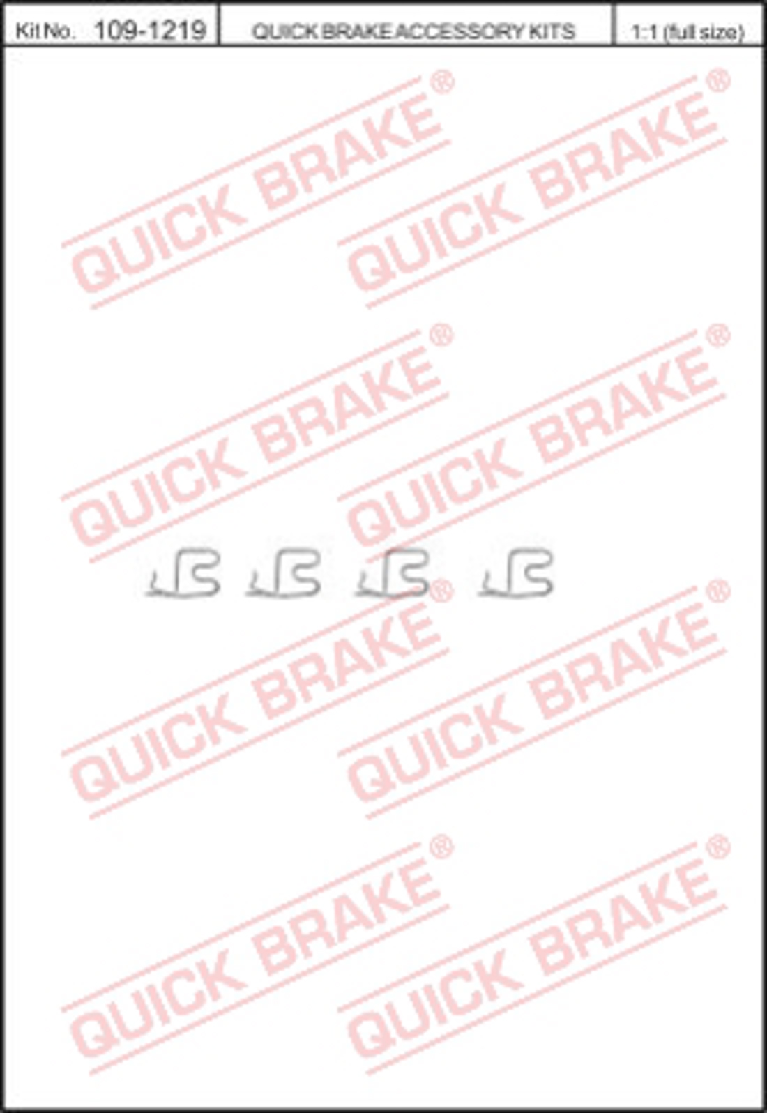 Комплект монтажный тормозных колодок QUICK BRAKE 109-1219
