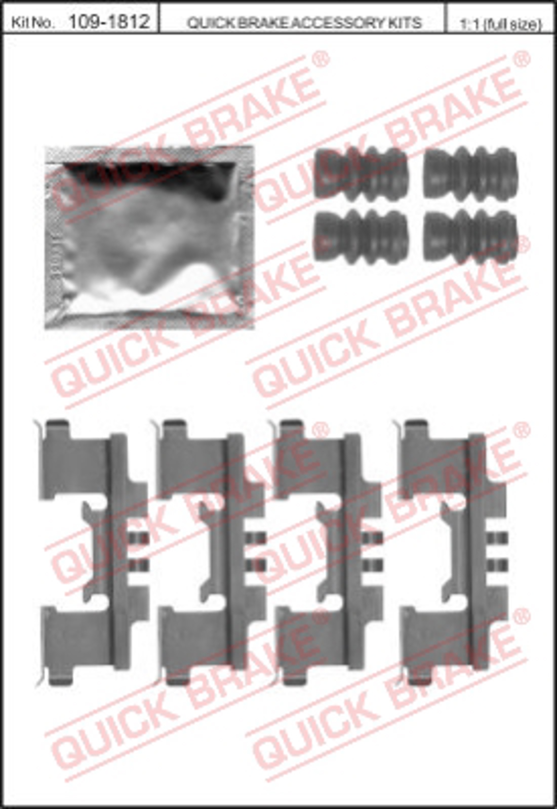 Комплект монтажный тормозных колодок QUICK BRAKE 109-1812