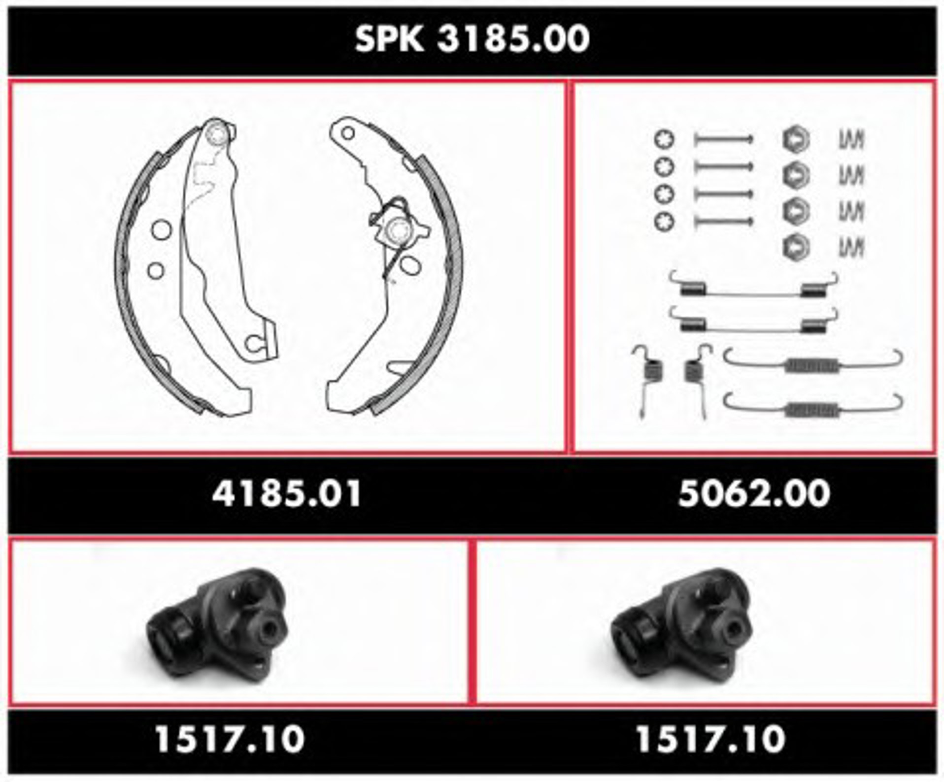 SPK 3185.00 REMSA Комплект тормозов, барабанный тормозной механизм