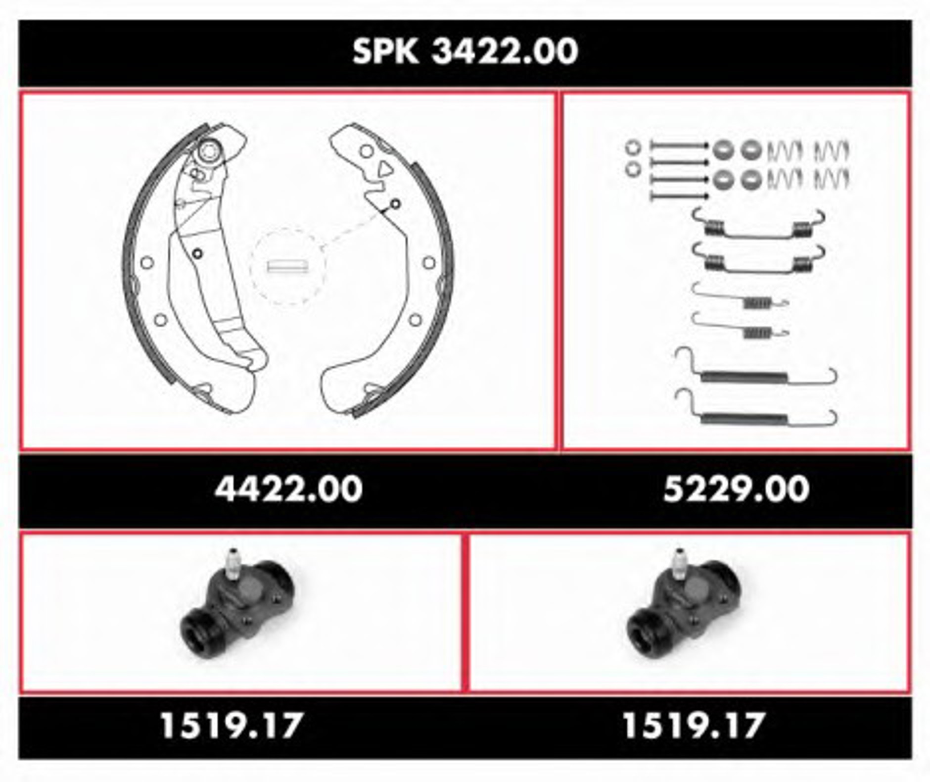 Комплект тормозов барабанный тормозной механизм REMSA SPK 3422.00