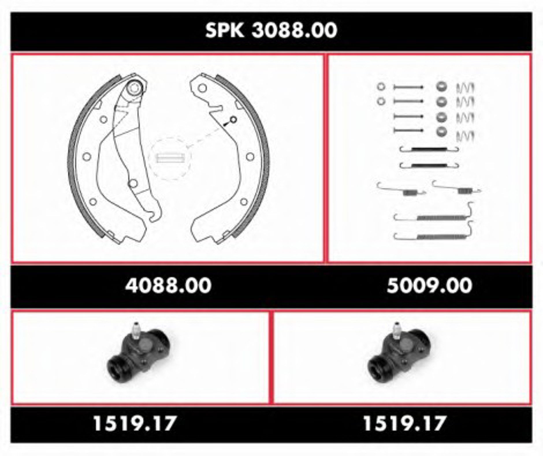 Комплект тормозов барабанный тормозной механизм ROADHOUSE SPK 3088.00