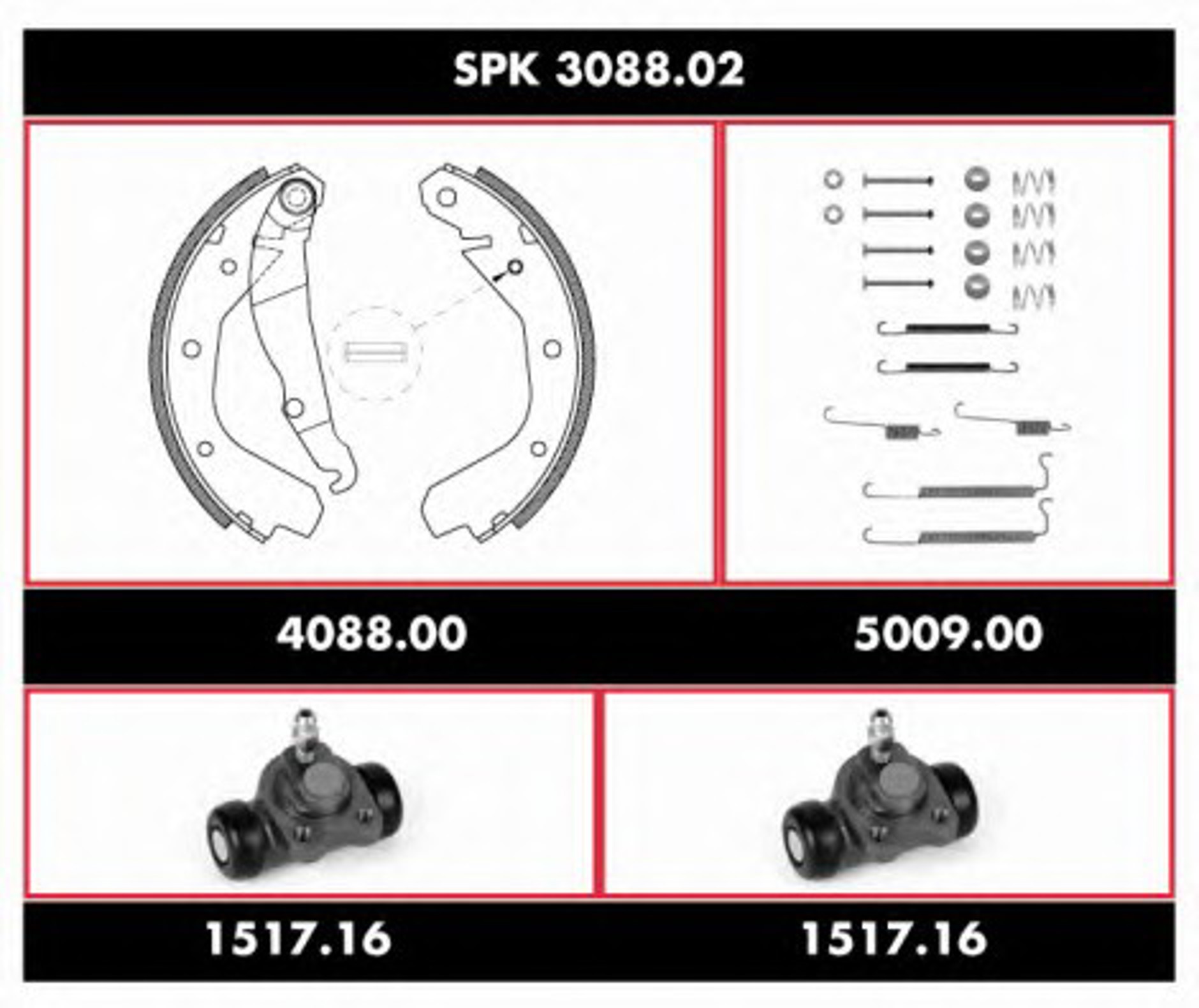 SPK 3088.02 ROADHOUSE Комплект тормозов, барабанный тормозной механизм