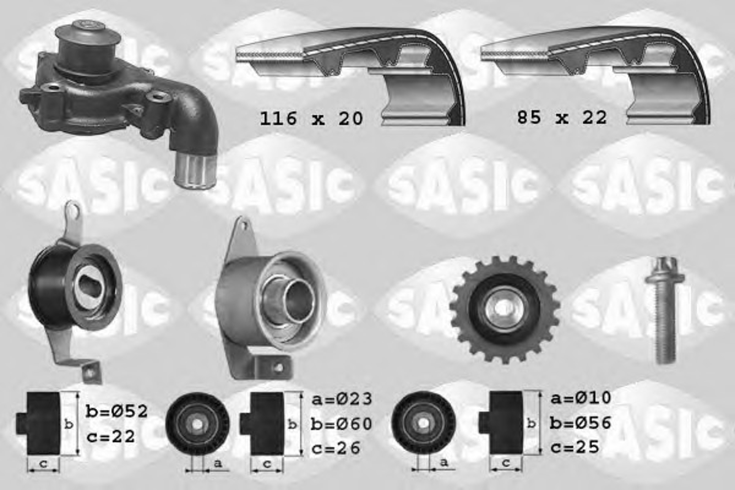 Водяной насос + комплект зубчатого ремня SASIC 3906013