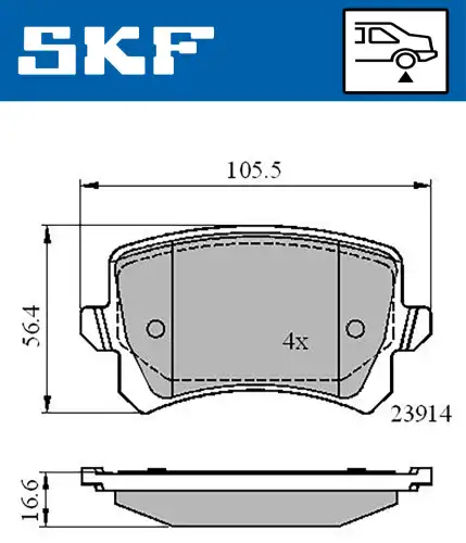 Комплект тормозных колодок дисковый тормоз SKF VKBP90023