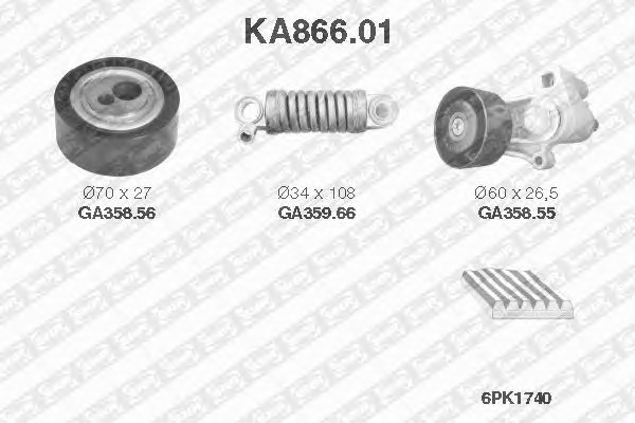 Комплект поликлинового ремня SNR KA866.01