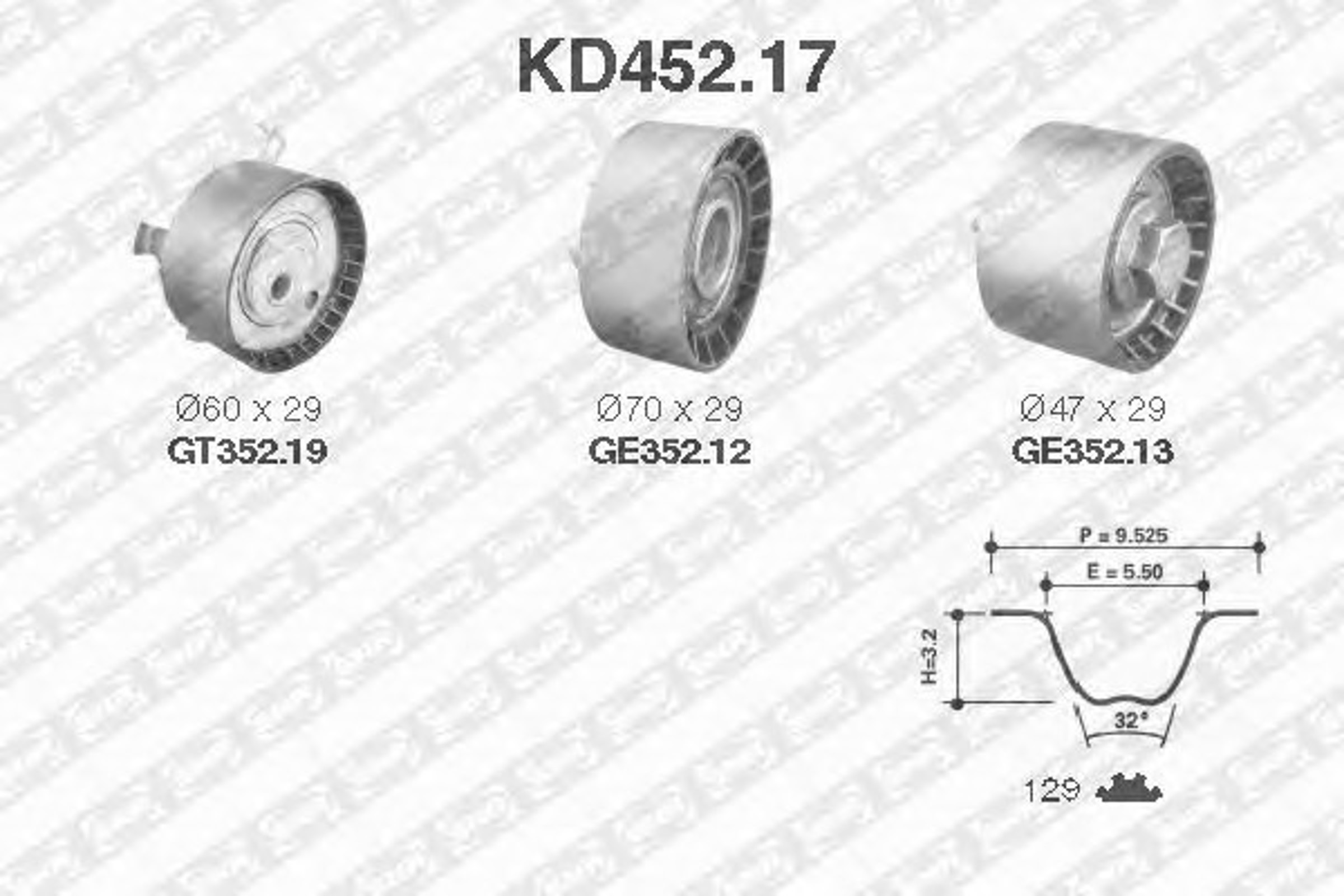 Комплект грм SNR KD452.17